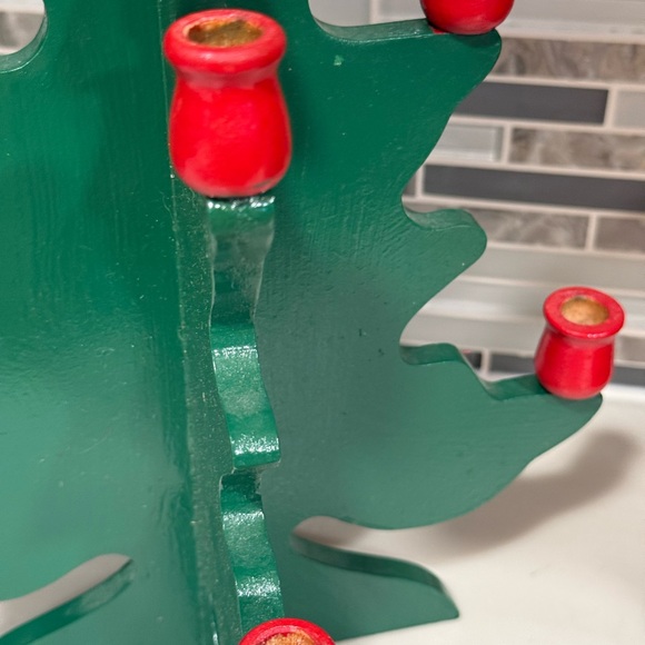 Vintage Swedish Wooden Christmas Tree Candle Holder Candelabra Handmade - Picture 6 of 7